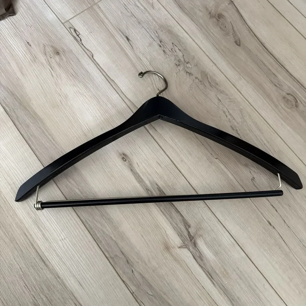 Vintage Neiman Marcus Black Wood Suit Hanger Trouser Bar Jacket Pants Organizer